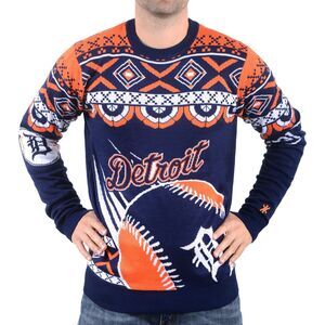 Men's Detroit Tigers Klew Navy Blue Thematic Ugly Sweater